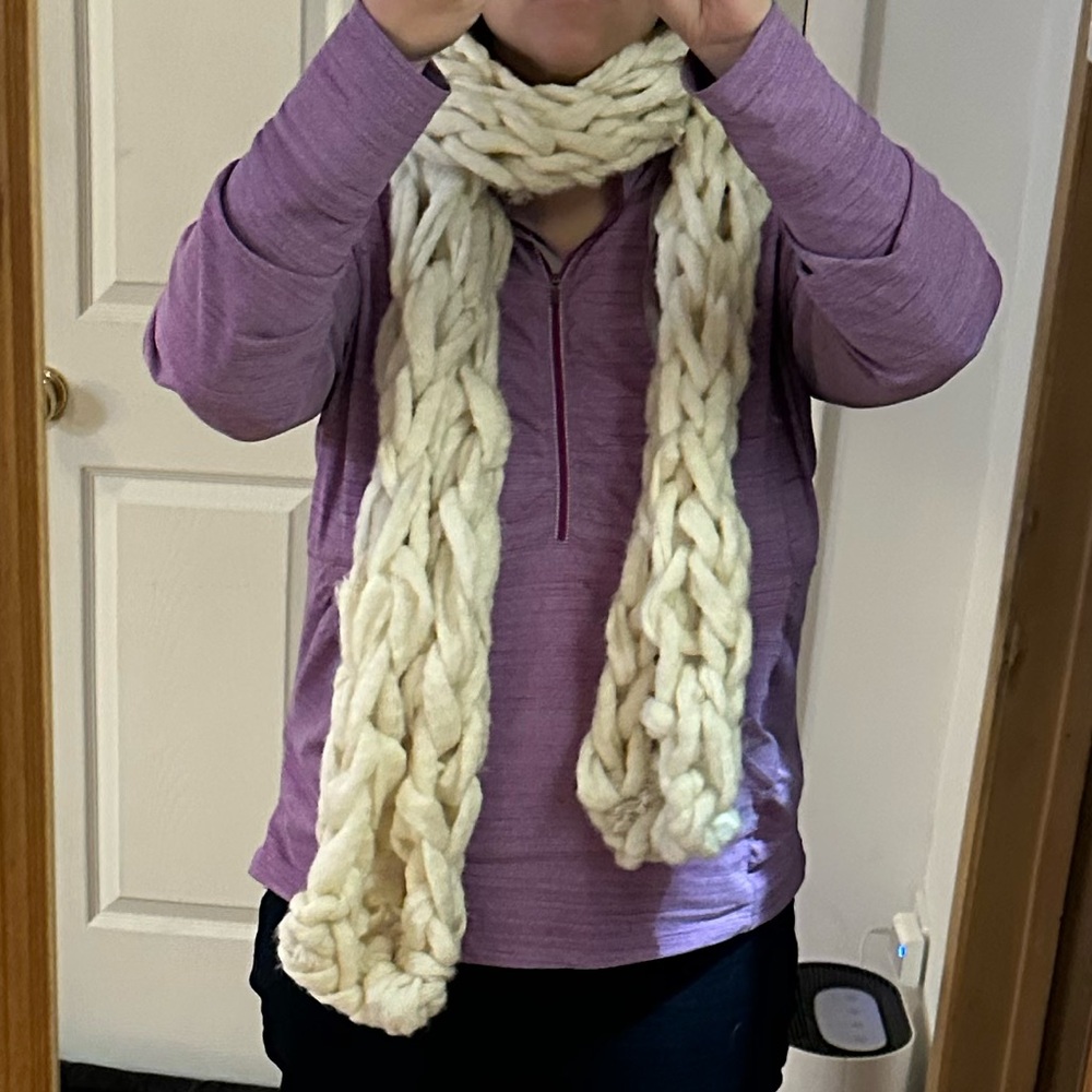 Chunky Jumbo Knit Cream Scarf, Handmade